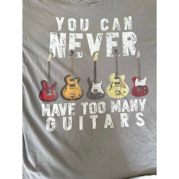 You Can Never Have Too Many Guitars Graphic T-Shirt Gray XL - Picture 5 of 6